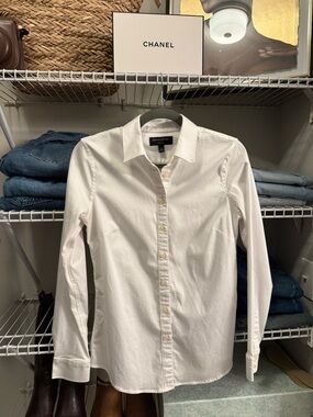 Banana Republic Men's White Cotton Button-Up Dress Shirt